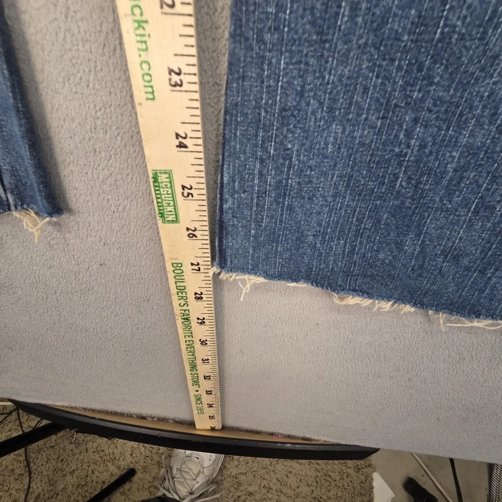 Chaps Denim Jeans Mens 40x27‎ Blue Carpenter Relaxed Straight Raw Hem Distressed
